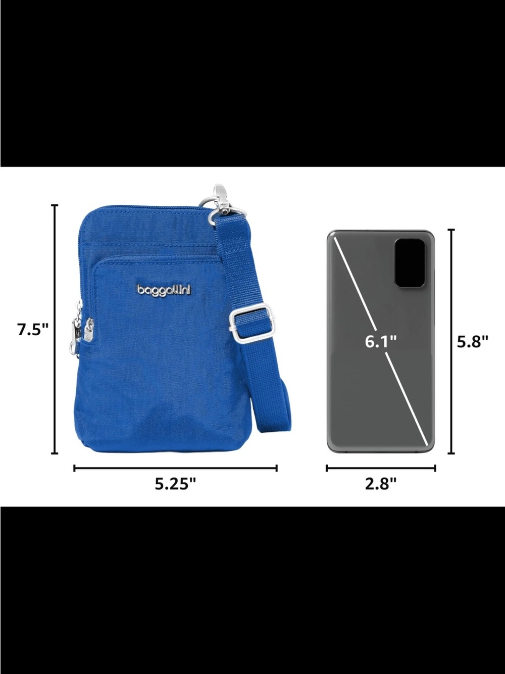 Baggallini Securtex Classic Anti Theft Activity Crossbody Bag Lapis Blue Travel - Picture 9 of 12
